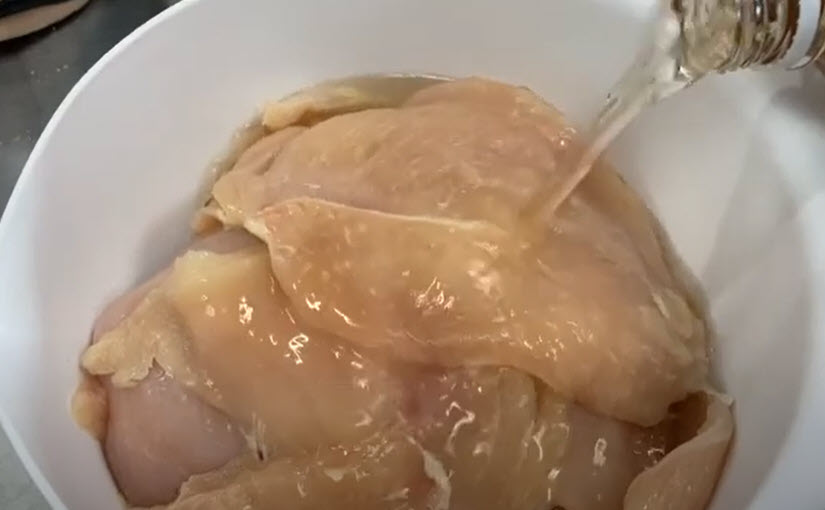 Marinate chicken with apple cider vinegar